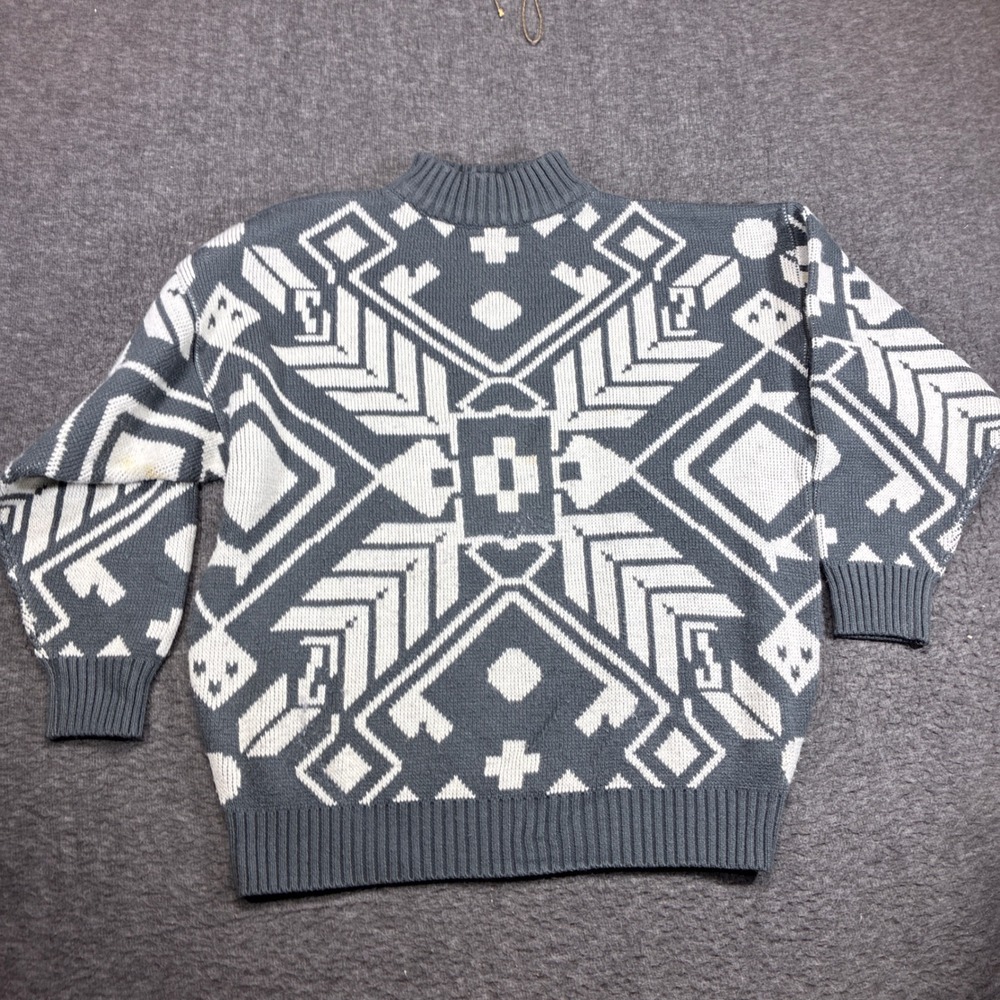 Limited‎ Express Sweater Womens Medium Gray White Geometric 1987 Collection
